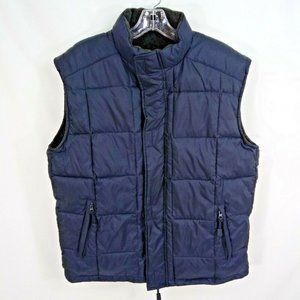 J Crew M Reversible Puffer Fleece Vest Blue Gray